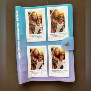 Blue, Light Purple, and White Photo Holder journal with lines with Snap Closure